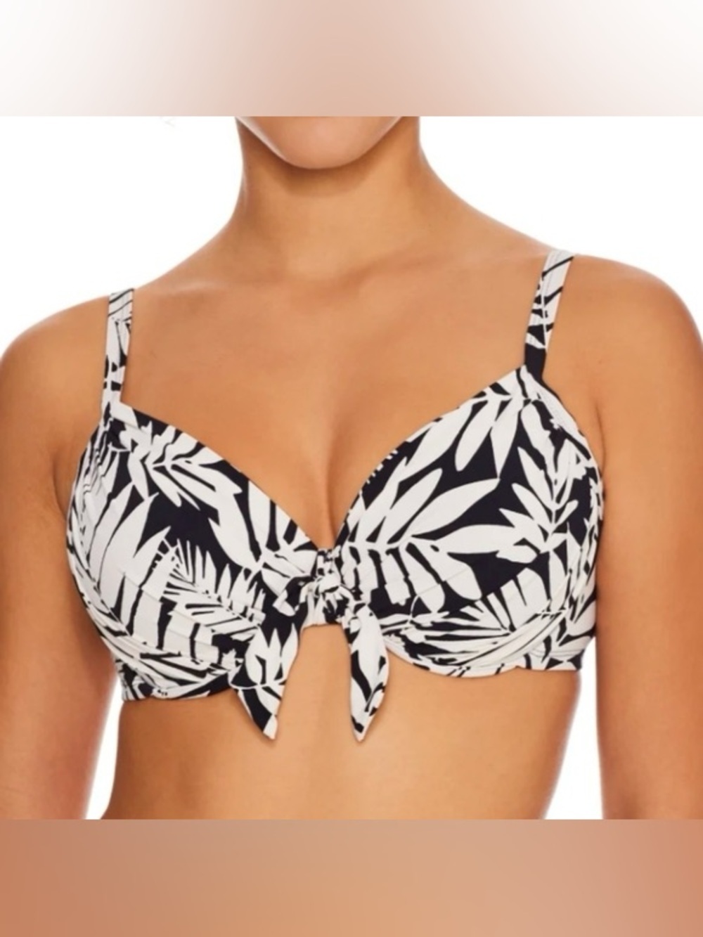 Bleu Rod Beattie Bikini Top White Black Gold Underwire Adjustable Back Swimsuit
